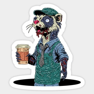 Zombie Ferret Barista Sticker